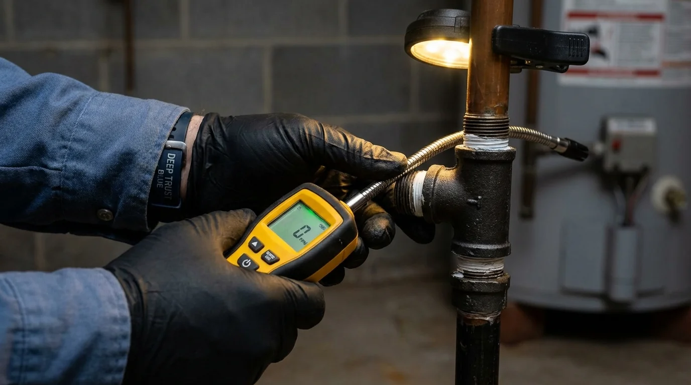 Gas leak detection with electronic sniffer by Johns Plumbing LLC in Wallis