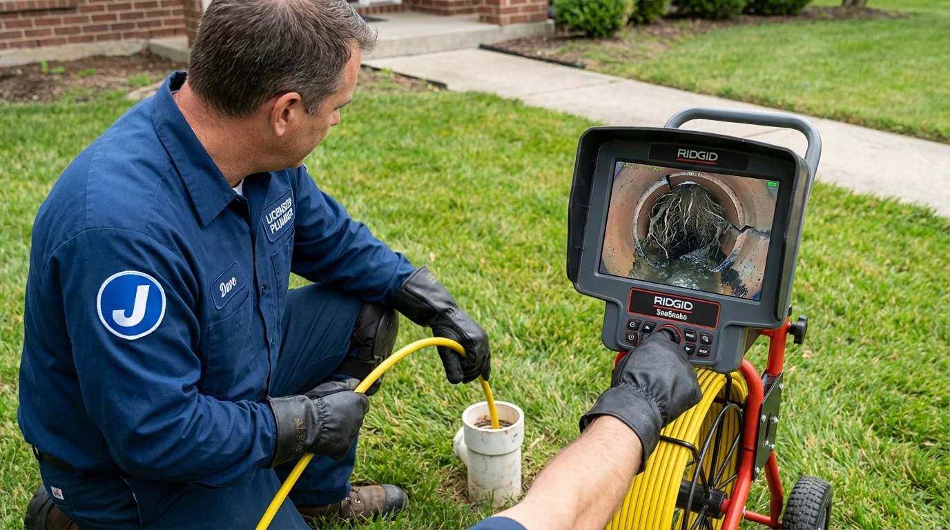Sewer camera inspection being performed by Johns Plumbing LLC in Wallis