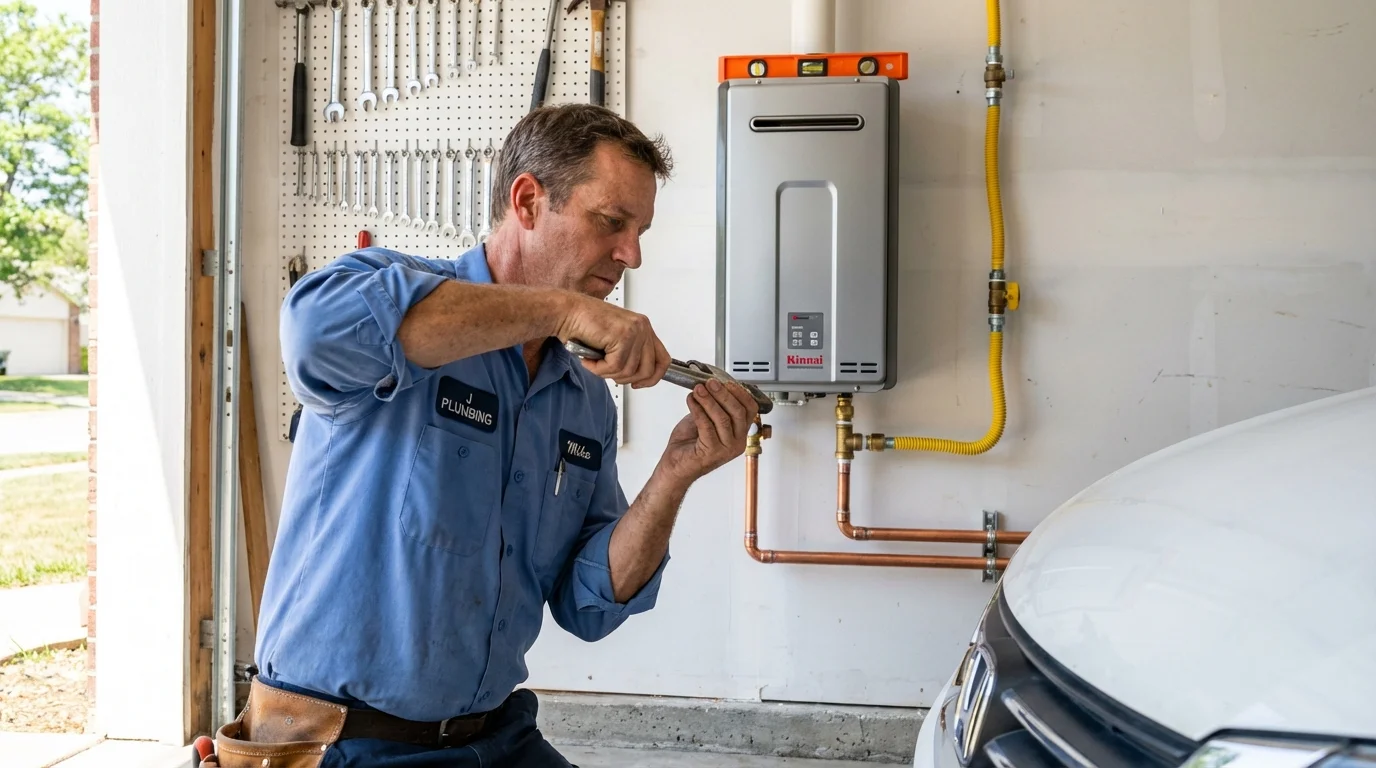 Tankless water heater installation by a Johns Plumbing LLC plumber in Wallis